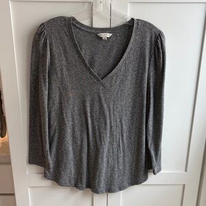 Lucky Brand Charcoal Long Sleeve V-Neck Top